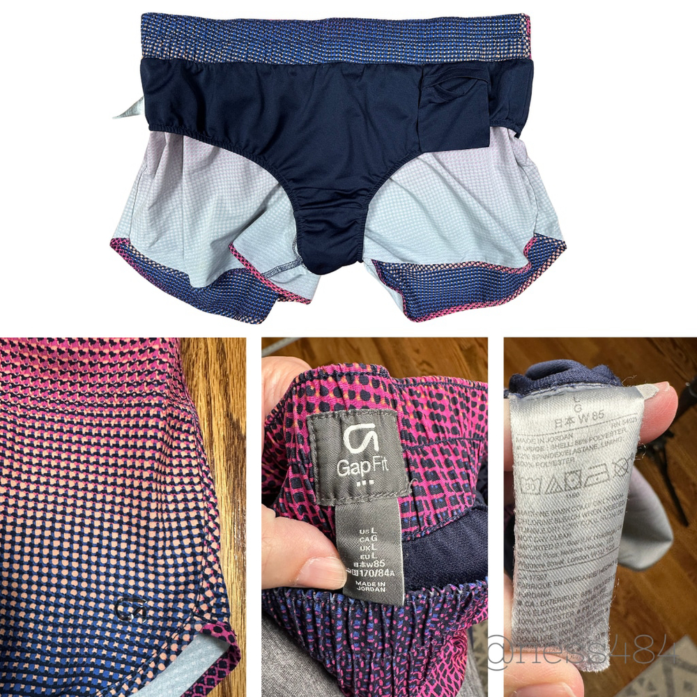 Gap Fit Women's‎ Athletic Shorts Ombre Mesh Print Blue Pink Size L - Picture 4 of 4
